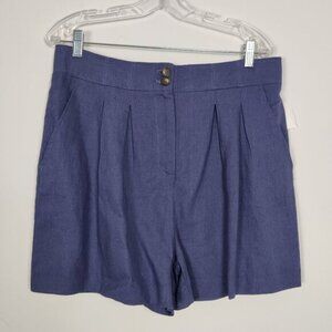 Jason Wu Womens High Waist Shorts Size 10 Blue Pleated Paperbag Linen